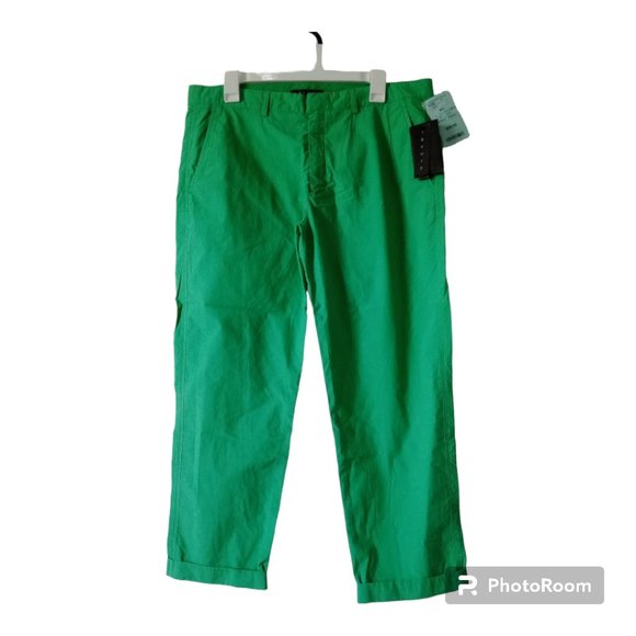 NWT Theory Men's Tonic CR Dolan Lightweight Cotton Woven Cuffed Pants Green 34 - Picture 10 of 17